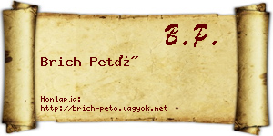 Brich Pető névjegykártya